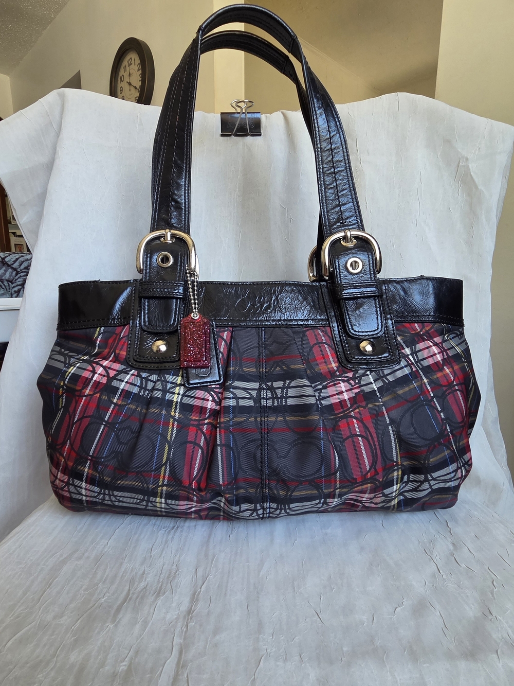 Vintage Coach Poppy Soho Tartan Plaid Signature C Canvas Shoulder Bag